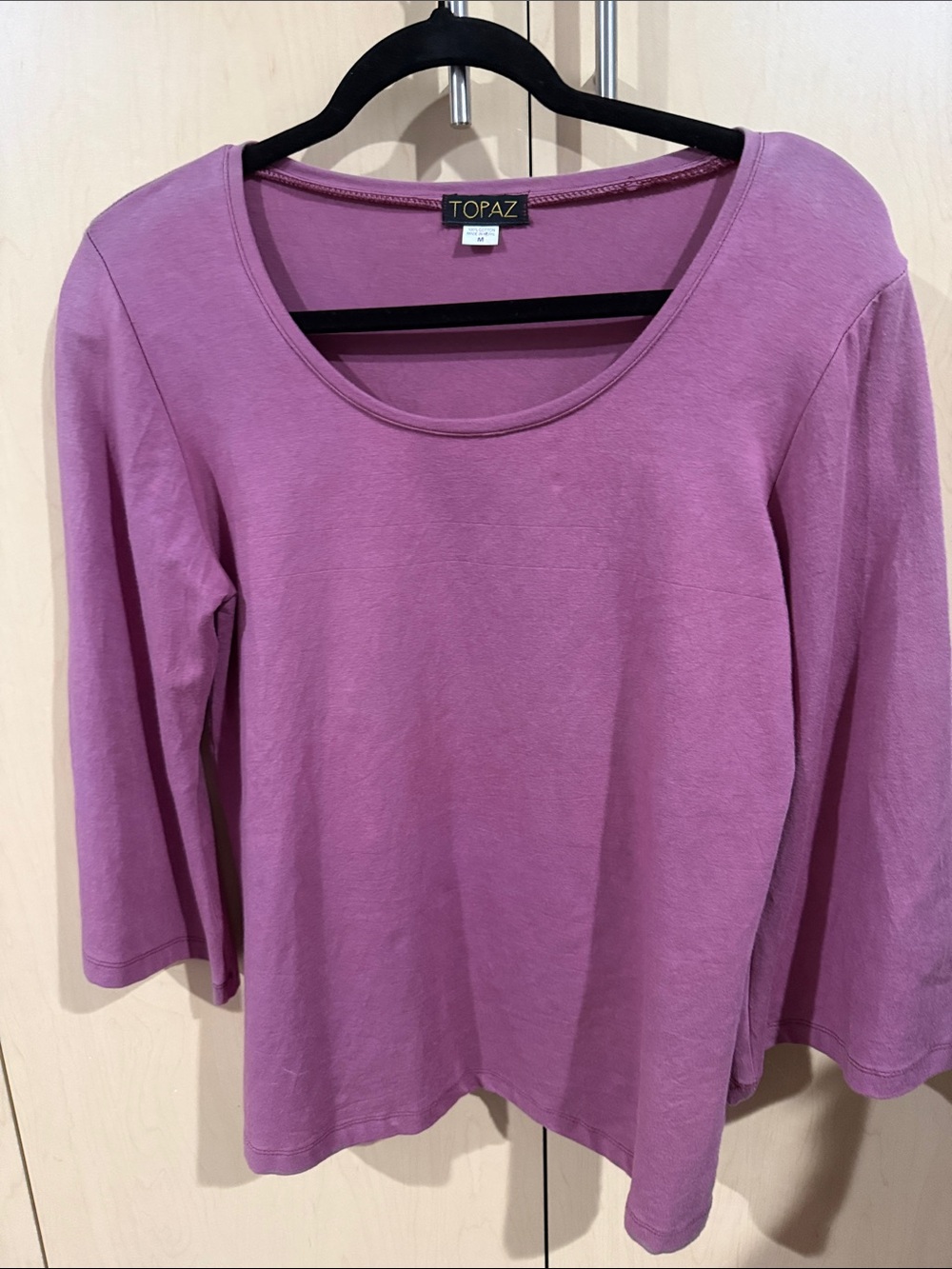 Colorful Scoop Neck Long Sleeve Tee — Mauve Pink
